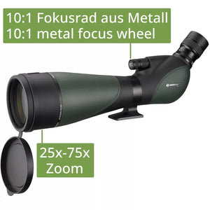 Lunetă terestră BRESSER Pirsch 25-75x100 Generația II cu focalizare DeLuxe 10:1 