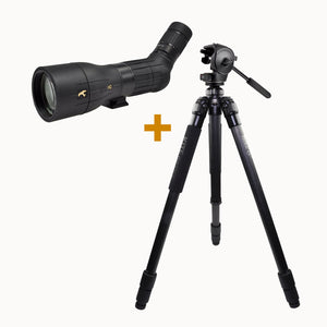 Lunete terestre Kite Optics KSP 80 HD 25-50X80 + Trepied Ardea CF cu cap Manfrotto 128 RC 