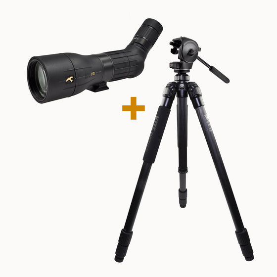 Lunete terestre Kite Optics KSP 80 HD 25-50X80 + Trepied Ardea CF cu cap Manfrotto 128 RC 